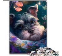 Puzzle per adulti, 1000 bellissimi puzzle a forma di Schnauzer nano, 1000 pezzi, attività per rafforzare il legame familiare, regalo per la casa, gioco di ruolo per famiglie (dimensioni 38x26cm)