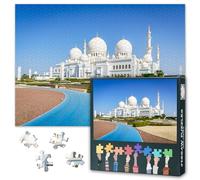 Puzzle per adulti 1000 blocchi, punto di riferimento moschea degli Emirati Arabi Uniti, grande moschea di Abu Dhabi puzzle per adulti, gioco di puzzle o giocattoli per gli anziani 50 x 70 cm