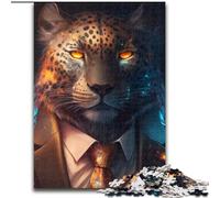 Puzzle per adulti 1000 Boss Leopard in legno, regalo per uomini e donne, per occasioni quotidiane e speciali, 50x75cm, festa di compleanno per uomini e donne