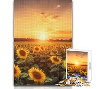 Puzzle per adulti 1000 Campo di girasoli Cielo sereno Ideale per momenti di relax e tranquillità Taglio uniforme e pulito Giocattolo per il tempo libero Dimensioni 50x75cm