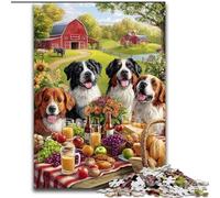 Puzzle per adulti 1000 cani a picnic Puzzle in legno perfetti per adolescenti e famiglie, feste 26X38CM