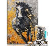 Puzzle per adulti 1000 cavalli neri e dorati, aiuta il cervello a esercitare giocattoli avvincenti per coltivare la pazienza, decorazione perfetta (75x50cm)