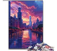Puzzle per adulti 1000 città al tramonto in legno, giocattoli regalo educativi intellettuali decompressivi divertenti giochi per famiglie 50x75cm per gioco interattivo per famiglie