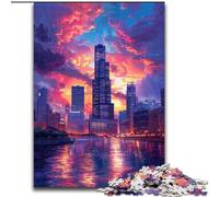 Puzzle per adulti 1000 città al tramonto in legno, giocattoli regalo educativi intellettuali decompressivi divertenti giochi per famiglie 50x75cm per gioco interattivo per famiglie