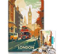 Puzzle per adulti 1000 città di Londra, giocattoli avvincenti per la sfida dell'intelligenza cerebrale, lista dei desideri con Babbo Natale per bambini dai 14 anni in su, 38x26cm