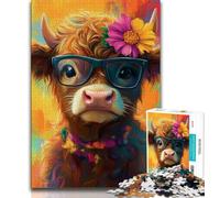 Puzzle per adulti 1000 cuccioli di yak con gli occhiali, aiuta il cervello a esercitare i giocattoli avvincenti per coltivare la pazienza, collezione di artisti, belle arti (75x50cm)