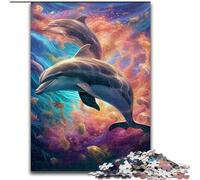 Puzzle per adulti 1000 delfini colorati Puzzle in legno dimensioni 50x75cm Regalo perfetto per la festa della mamma, compleanni, Natale