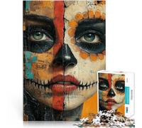 Puzzle per adulti 1000 “Donna del giorno dei morti” Fatto di legno，Adatto a partire dai 14 anni Gioco impegnativo e gioco per famiglie Regalo per i compleanni。misurare：50x75cm/19.68x29.52pollice