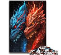 Puzzle per adulti 1000 draghi di ghiaccio e fuoco, gioco per famiglie, antistress, sfida difficile, regali di Babbo Natale segreto, 26x38cm