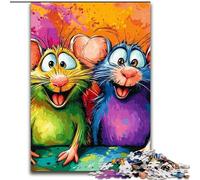 Puzzle per adulti 1000 Due topi colorati, gioco per famiglie antistress, sfida difficile, rafforza l'amore tra coppie (dimensioni 50x75cm)