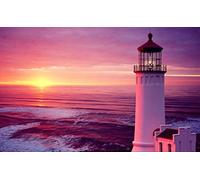 Puzzle Per Adulti 1000 Faro Rosa Tramonto Oceano Romantico Cielo 75 * 50Cm