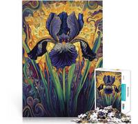 Puzzle per adulti 1000 Fiore di iris nero Fatto di legno,per 14+ Decorazione perfetta Giocattoli da regalo。misurare:50x75cm/19.68x29.52pollice