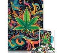 Puzzle per adulti 1000 foglie di cannabis, puzzle per adulti, antistress, sfida difficile, adatti per la decorazione della scrivania (dimensioni 75x50cm)