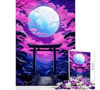 Puzzle per adulti 1000 Gate Giappone Notte di luna Decorazione per la casa Giocattoli Regali di Babbo Natale segreto Gioco rompicapo Ogni pezzo è unico - Dimensioni 38x52cm