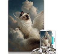 Puzzle per adulti 1000 gatti con ali, giocattoli avvincenti per la sfida dell'intelligenza cerebrale, lista dei desideri con Babbo Natale per bambini dai 14 anni in su, 38x26cm