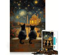 Puzzle per adulti 1000 gatti e Taj Mahal Exact Edge Art Focus Gioco di costruzione Gioco rilassante Decorazione murale natalizia (38x52cm)