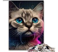 Puzzle per adulti 1000 gatti Pop Art Volto di animale in legno regalo per uomini e donne per tutti i giorni e per occasioni speciali 50x75cm Natale o compleanni