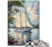Puzzle per adulti 1000 grandi barche a vela sul fiume, gioco per famiglie, antistress, sfida difficile, regali di Babbo Natale segreto, 26x38cm