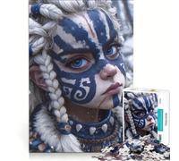 Puzzle per adulti 1000 Guerriera con pittura blu Gioco divertente Rilassante Intellettualmente Stimolante per l'amore di coppia 50x75cm