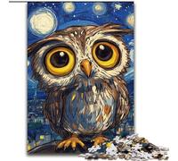 Puzzle per adulti 1000 Gufi Cielo notturno in legno, giocattoli regalo educativo intellettuale decompressione divertente gioco per famiglie 50x75cm per gioco interattivo per famiglie