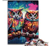Puzzle per adulti 1000 gufi colorati in legno, regalo per uomini e donne, per occasioni quotidiane e speciali, 50x75cm, festa di compleanno per uomini e donne