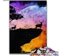 Puzzle per adulti 1000 Il cervo con la luna, per età 14 e oltre Ogni pezzo è unico - Gioco divertente e stimolante per tutta la famiglia Ottimo regalo (dimensioni 26x38cm)