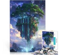 puzzle per adulti 1000 “Isola galleggiante con cascata” Fatto di legno,Adatto a partire dai 14 anni gioco di sfida unico Regalo divertente per la famiglia。misurare:50x75cm/19.68x29.52pollice