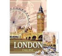 Puzzle per adulti 1000 Londra Gran Bretagna Città Decorazione per la casa Giocattoli Regali di Babbo Natale segreto Gioco rompicapo Ogni pezzo è unico - Dimensioni 38x26cm