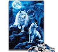 Puzzle per adulti 1000 Lupi sotto la luna Giochi educativi Decorazione per la casa Gioco educativo per compleanno, Natale 38x26cm