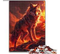 Puzzle per adulti 1000 lupi sul vulcano in legno, rompicapo impegnativo per adolescenti, divertente serata di giochi in famiglia, 1000 pezzi(50x75cm)