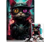 Puzzle per adulti 1000 Neon Robot Cat Puzzle da 1000 pezzi, giochi divertenti Ogni pezzo è unico - Gioco divertente e stimolante per tutta la famiglia (dimensioni 75x50cm)