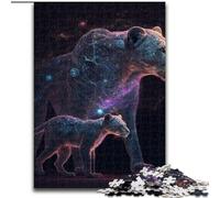 Puzzle per adulti 1000 notti stellate Leonessa in legno, giocattoli regalo educativo intellettuale decompressione divertente gioco per famiglie 50x75cm per gioco interattivo per famiglie