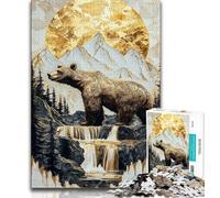 Puzzle per adulti 1000 Orso Bruno Dorato, Giocattoli avvincenti per la sfida dell'intelligenza cerebrale, Lista dei desideri con Babbo Natale per bambini dai 14 anni in su, 38x26cm