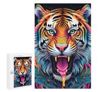 Puzzle Per Adulti 1000 PCS A Vibrant, Artwork Featuring An Ornate Tiger with Intricate Patterns And Vivid Puzzle Per Adolescenti Migliora La Memoria Difficile Da Completare Gioco Divertente Per Tutta