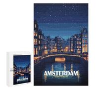 Puzzle Per Adulti 1000 PCS Amsterdam Netherlands Night Cityscape Puzzle Per Adulti Giocattoli Antistress Migliorano La Memoria Regalo Di Compleanno, Regali, 1000 PCS