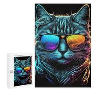 Puzzle Per Adulti 1000 PCS Cool Neon Cat Puzzle Per Adolescenti Giochi Per Famiglie Difficile Difficile Per È Ideale Come Regalo 1000 PCS