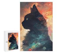 Puzzle Per Adulti 1000 PCS Cosmic Cat Silhouette Puzzle Per Adolescenti Giochi Per Famiglie Difficile Difficile Per È Ideale Come Regalo 1000 PCS