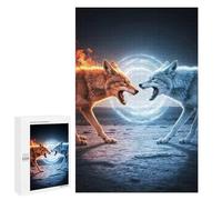 Puzzle Per Adulti 1000 PCS Fire And Ice Wolves Confrontation Puzzle Per Adulti Gioco Pratico Decorazione Da Parete Regalo Di Compleanno E Unico 1000 PCS