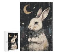 Puzzle Per Adulti 1000 PCS Gothic White Rabbit with Black Rose Puzzle Per Adolescenti Giocattolo Decorazione Da Parete Modello Da Assemblare Regali Per Amici E Familiari 1000 PCS