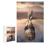 Puzzle Per Adulti 1000 PCS Lion Reflection Puzzle Per Adolescenti Giochi Rilassanti Regali Per Donne Regali Unici Per Compleanno E Natale 1000 PCS