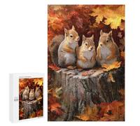 Puzzle Per Adulti 1000 PCS Puzzle Autumn Squirrel Trio Puzzle Per Adolescenti Taglio Di Precisione Interazione Genitore-figlio Bellissimo Gioco Di Design 1000 PCS