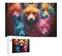 Puzzle Per Adulti 1000 PCS Puzzle Colorful Foxes A Vibrant Art Collection Puzzle Gioco Rompicapo Un'opera D'arte Regali Di Compleanno E Unici 1000 PCS