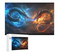 Puzzle Per Adulti 1000 PCS Puzzle Dragon Battle Fire Vs Ice Puzzle Gioco Rompicapo Un'opera D'arte Regali Di Compleanno E Unici 1000 PCS