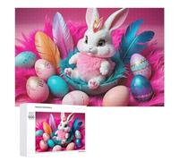 Puzzle Per Adulti 1000 PCS Puzzle Easter Bunny with Colorful Eggs Puzzle Gioco Rompicapo Un'opera D'arte Regali Di Compleanno E Unici 1000 PCS