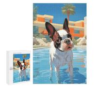 Puzzle Per Adulti 1000 PCS Puzzle Hollywood Boston Terrier Puzzle Gioco Rompicapo Un'opera D'arte Regali Di Compleanno E Unici 1000 PCS