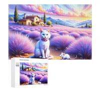 Puzzle Per Adulti 1000 PCS Puzzle Lavender Field with Cat And Mouse Puzzle Per Adulti Giochi Per Famiglie Difficili Difficili Un'ottima Idea Come Regalo Per Tutta La Famiglia 1000 PCS