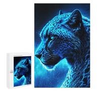 Puzzle Per Adulti 1000 PCS Puzzle Leopard Blue Effect Puzzle Gioco Rompicapo Un'opera D'arte Regali Di Compleanno E Unici 1000 PCS