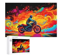 Puzzle Per Adulti 1000 PCS Puzzle Motorcycle Ride Through Colorful Flames Puzzle Per Adulti Giochi Per Famiglie Difficili Difficili Un'ottima Idea Come Regalo Per Tutta La Famiglia 1000 PCS