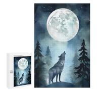 Puzzle Per Adulti 1000 PCS Puzzle Per Famiglie Wolf Howling at The Moon Puzzle Per Adulti Gioco Per Famiglie Taglio Di Precisione Regali Di Compleanno E Unici 1000 PCS
