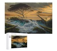Puzzle Per Adulti 1000 PCS Waterfall at Sunset Nature's Serenity Puzzle Per Adulti Gioco Pratico Decorazione Da Parete Regalo Di Compleanno E Unico 1000 PCS